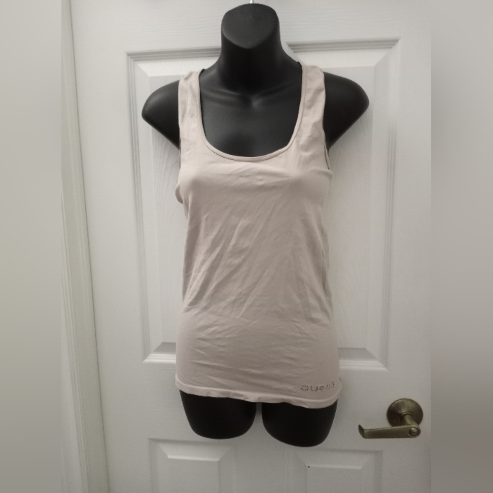 Women's GUESS Contour Tank Top In Beige Rhinestone Logo